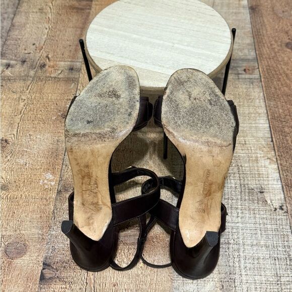 Manolo Blahnik brown leather high heel sandals - Picture 11 of 14